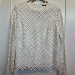 J. McLaughlin Cream Lace Long Sleeve Blouse Size Medium